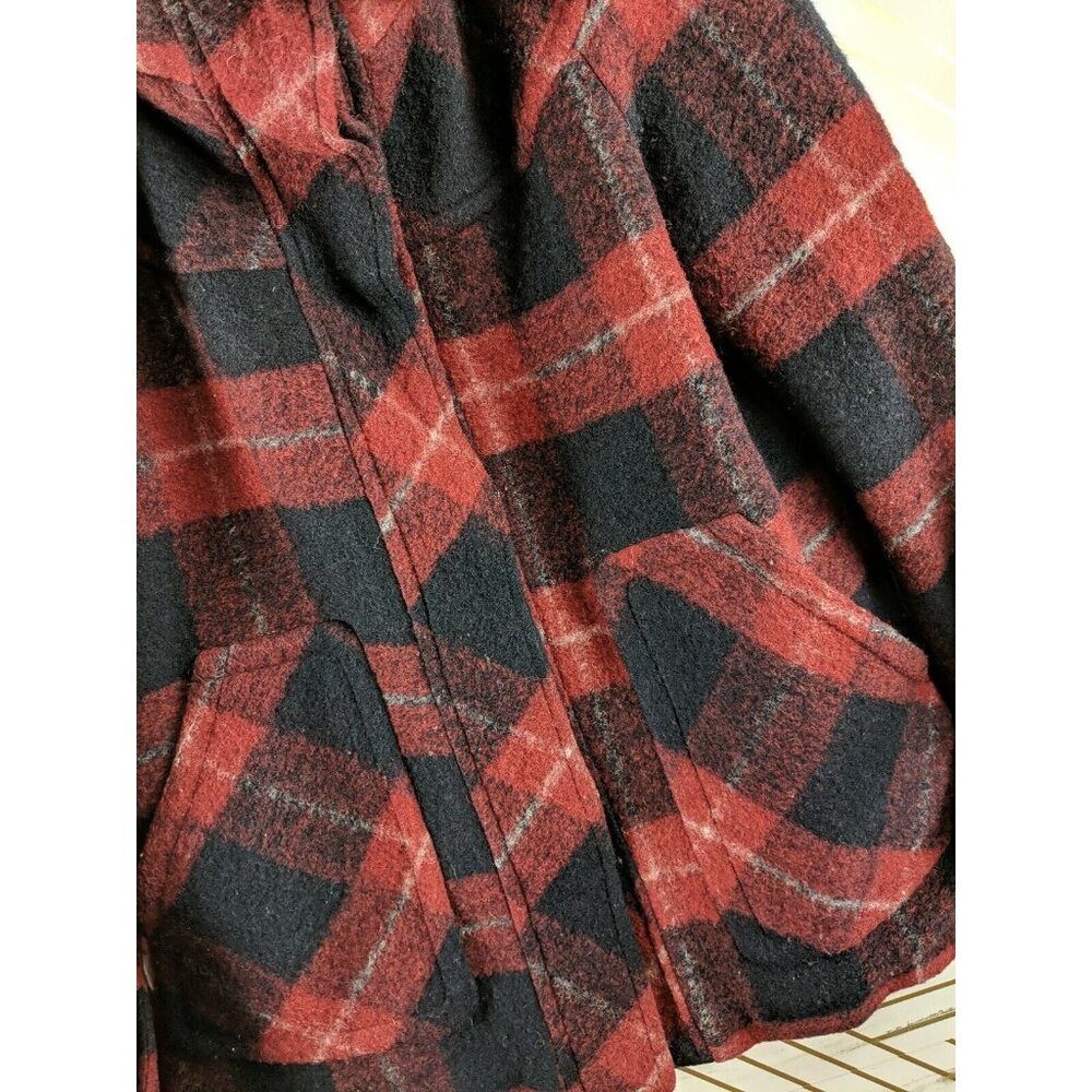 Zara Basic Plaid Jacket Coat Wool Size Small Blue… - image 7